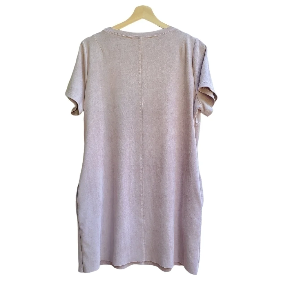 Joh Faux Suade Soft Light Pink Mauve Dress, Size Large